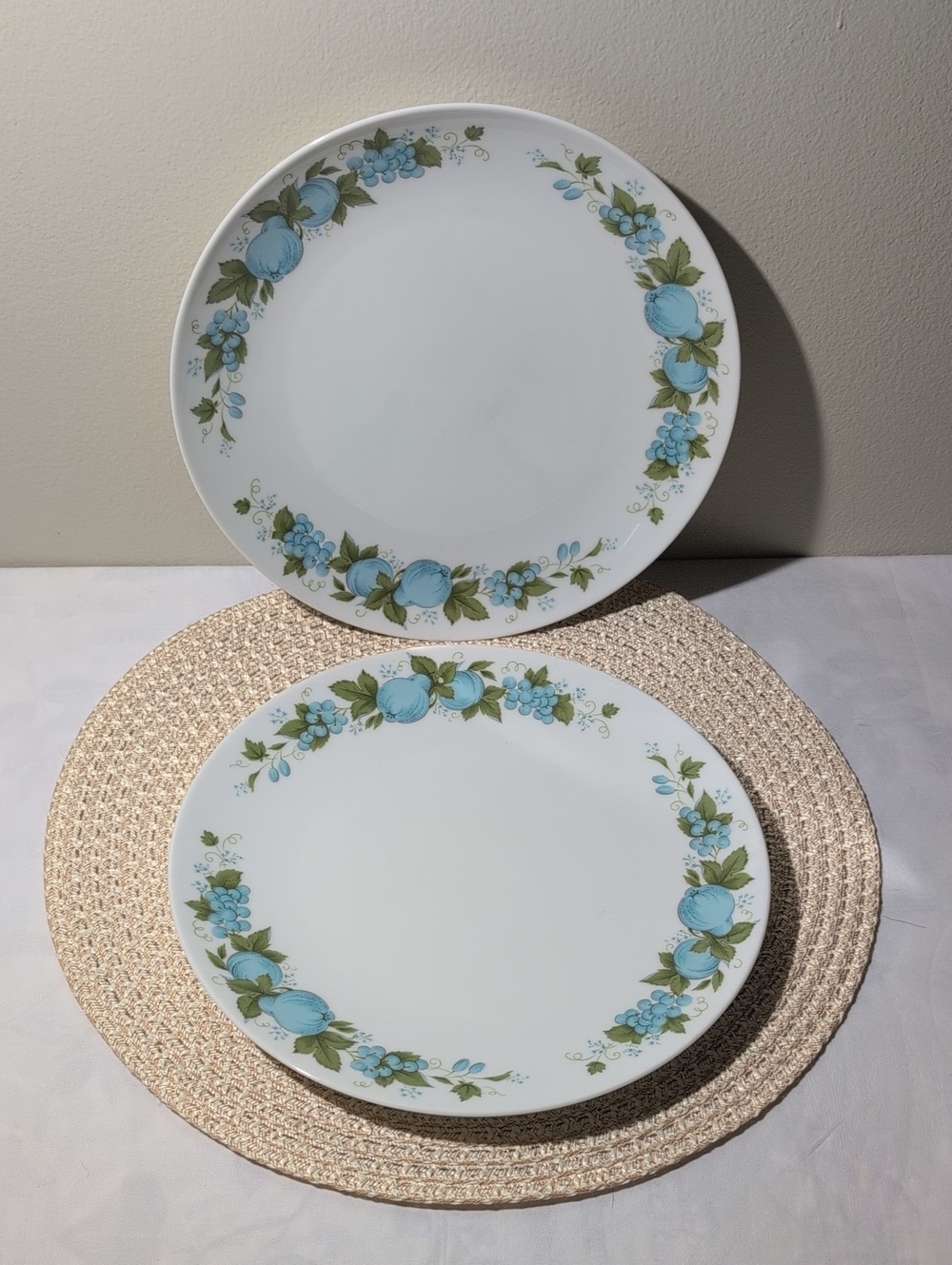 Set of 2 Vintage Noritake Blue Orchard 10.5" Dinner Plates Mid-Century